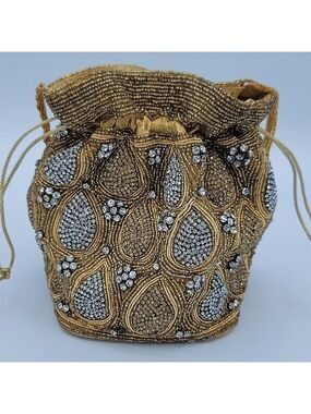 Vintage Style Sparkly Crystal Gold & Silver Purse Handbag #1517
